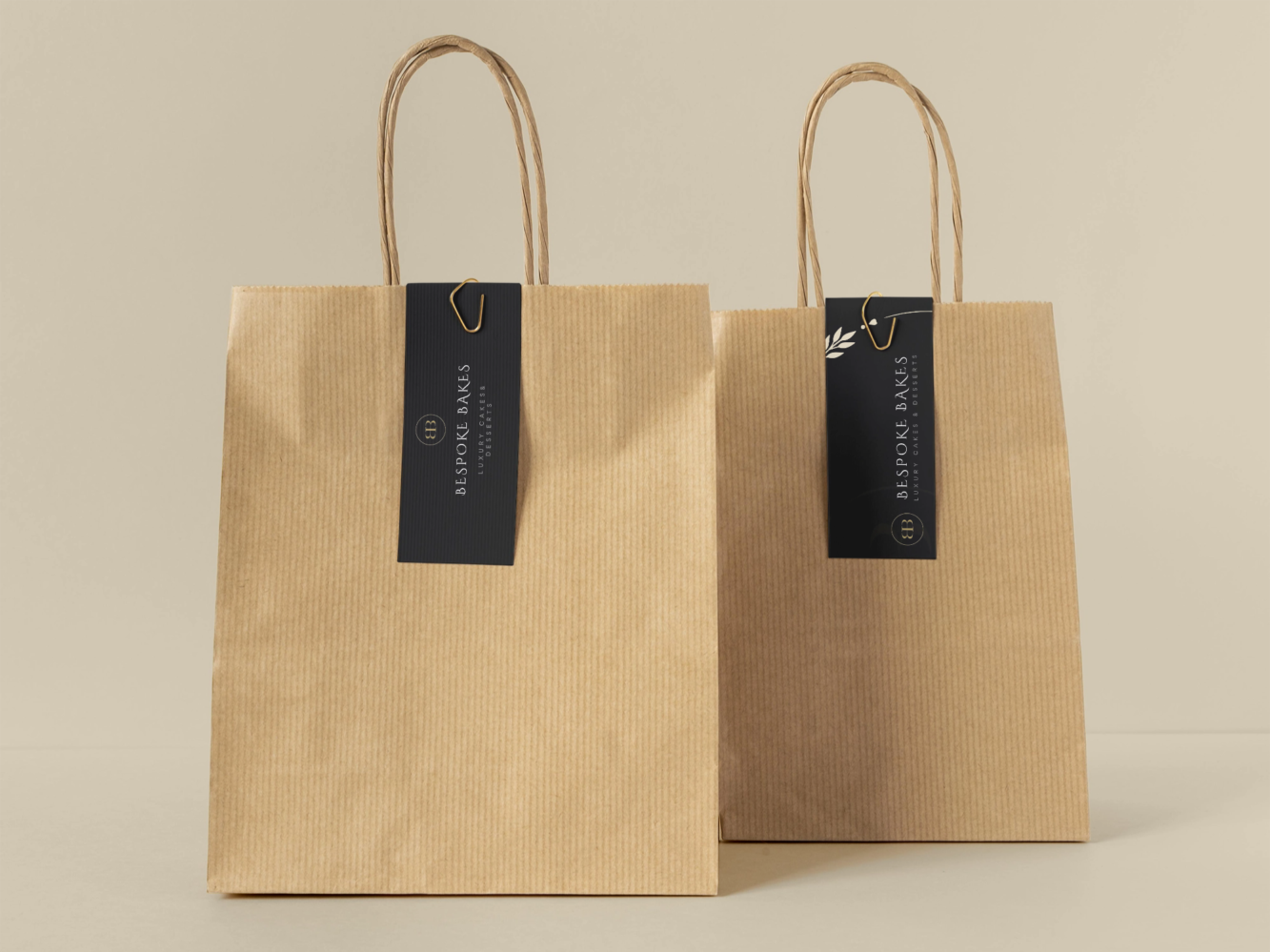 Front view of paper shopping bag mock-up with paper tag