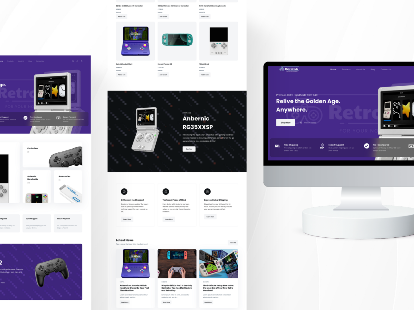 RetroHub Website Mockups